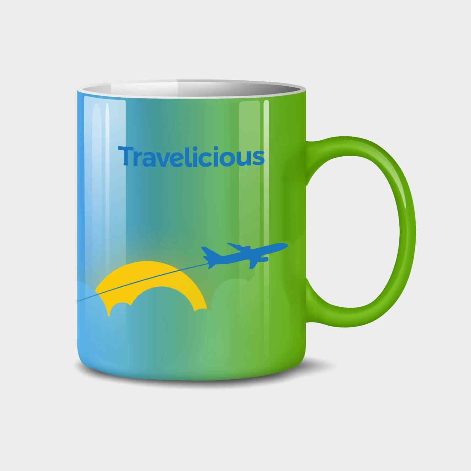 Travelicious plane mug